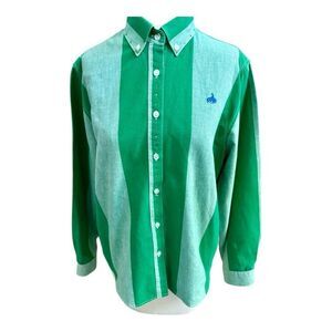 Panhandle Slim Green Stripe Western Shirt M Rhinestone Rodeo Cowboy Pearl Button